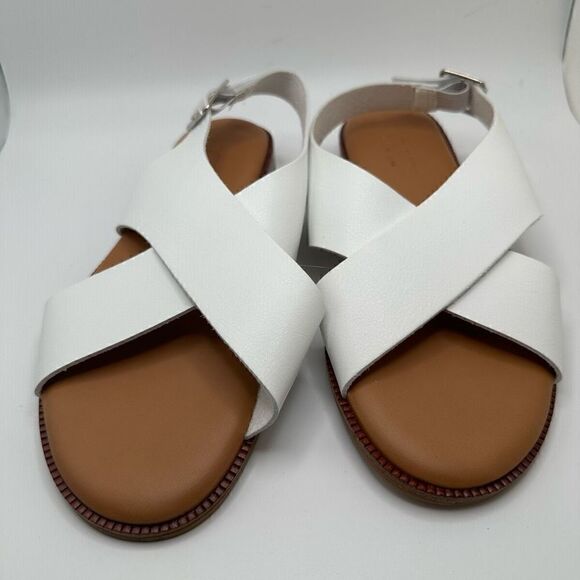 CUSHIONAIRE Women's cross band sandal +Memory Foam 7 WHITE - Picture 2 of 7